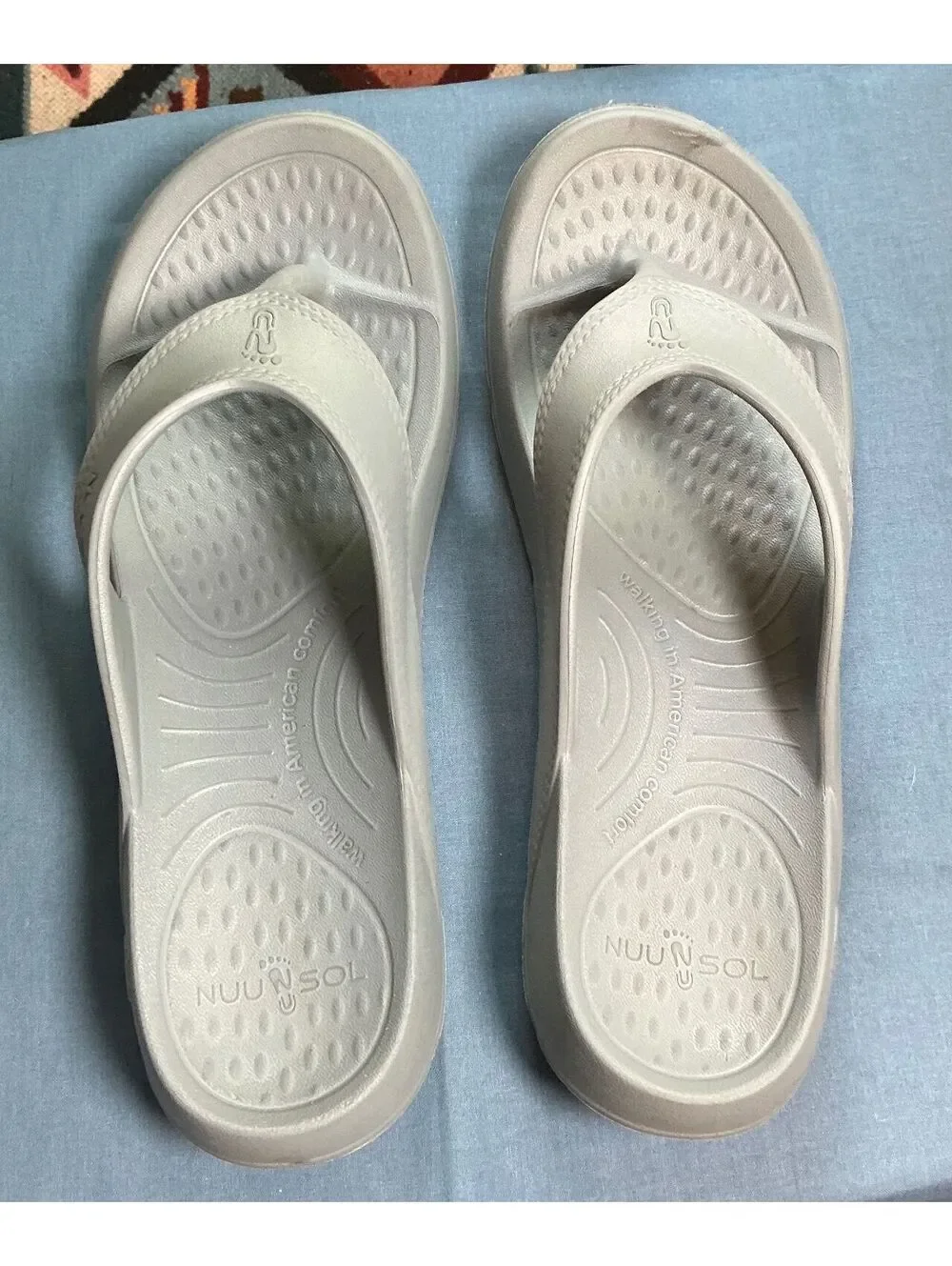 NuuSol Men's Size 13 Cascade Recovery Flip Flops Arch Support Sandals Black